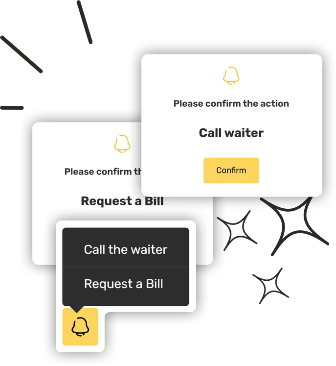 Button to call a waiter or request an invoice