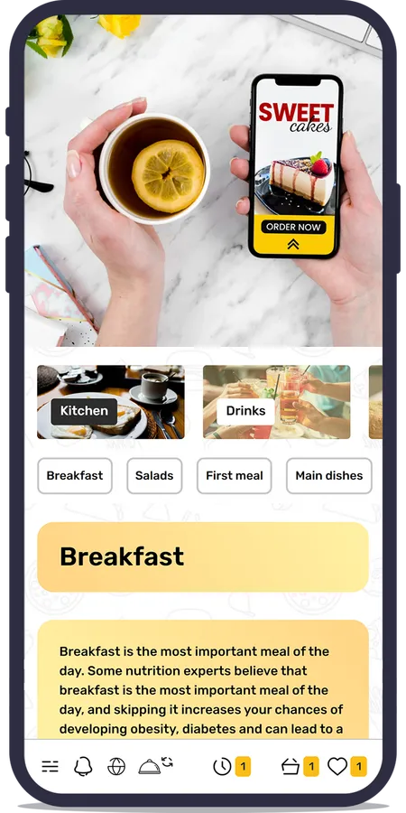 Electronic menu available anytime, anywhere